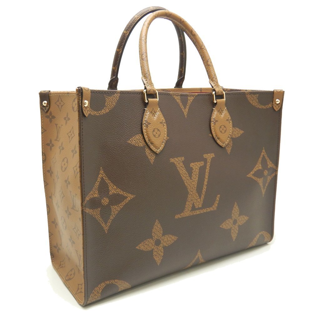 Louis Vuitton Monogram Reverse Onthego MM Tote Bag Brown